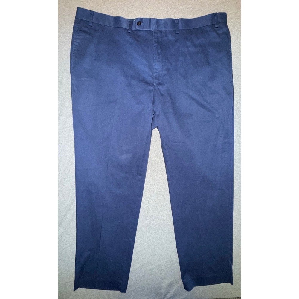 Lauren Ralph Lauren Dress Pants Men 42W x 32L Blue Flat Front Cotton Trousers
